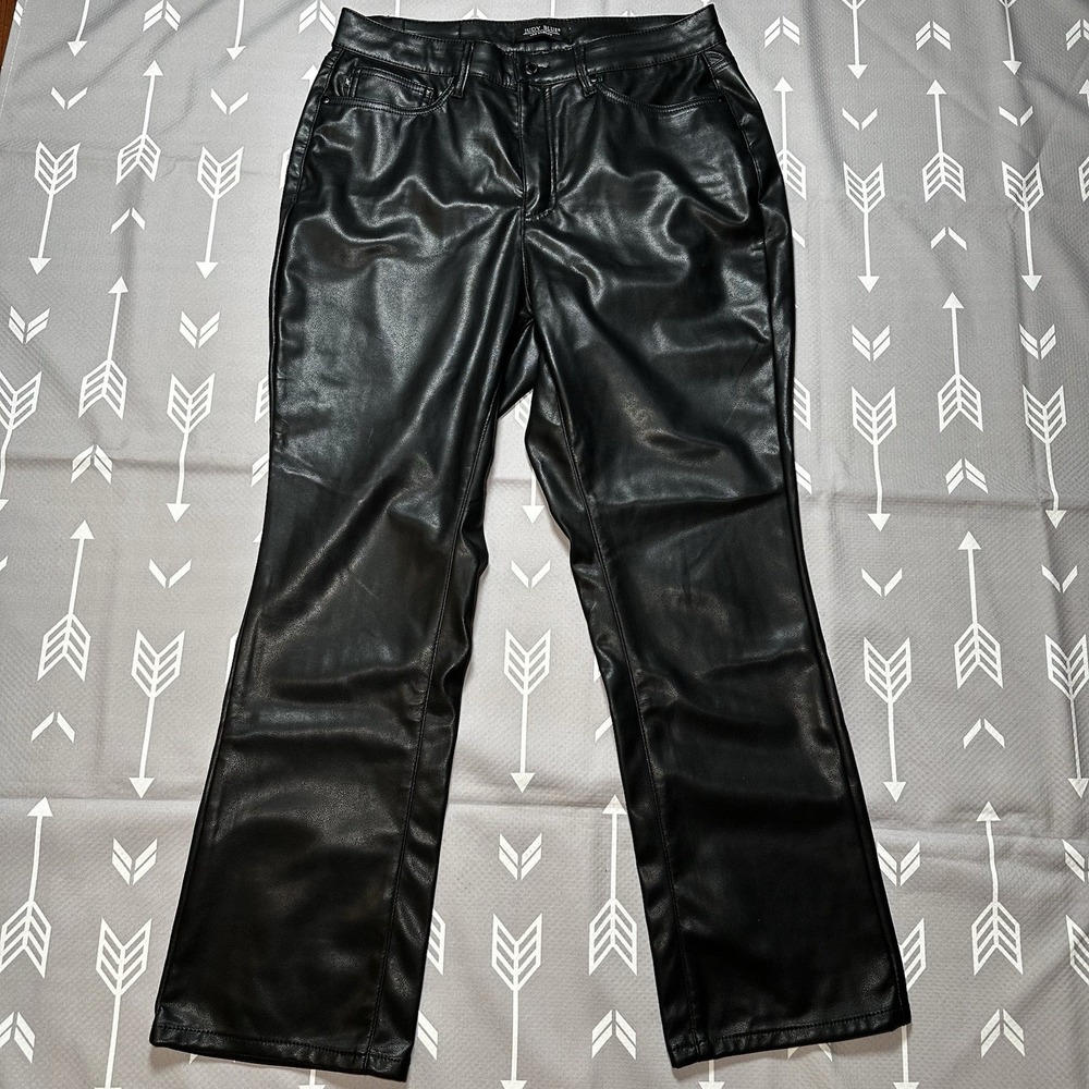Judy‎ Blue Faux Leather Pants Women's Sz 14W High Rise Tummy Control Straight